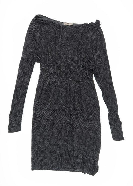 Jigsaw Women's Black S Geometric Long Sleeve Dress
