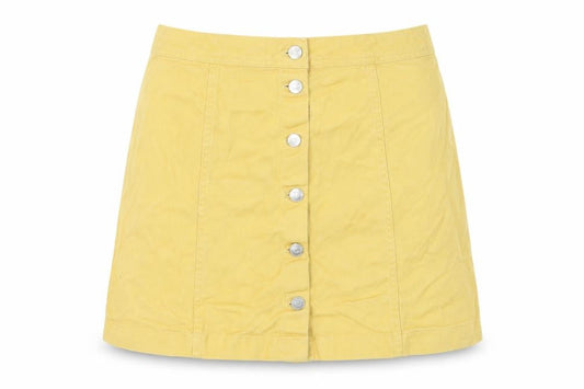 H&M Divided Women's Yellow A-Line Button Skirt Size 12