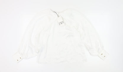 Zara Women’s White Blouse, S, Balloon Sleeve