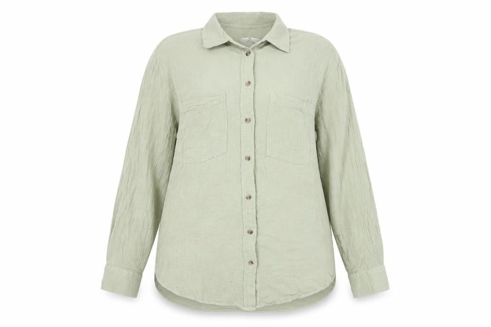 H&M Women's Green XL Button-Up Long Sleeve Shirt