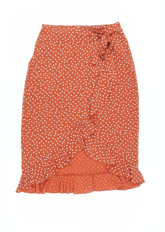 Quiz Women's Orange Polka Dot Wrap Midi Skirt