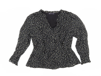Marks & Spencer Women's Black Floral Blouse Size 12
