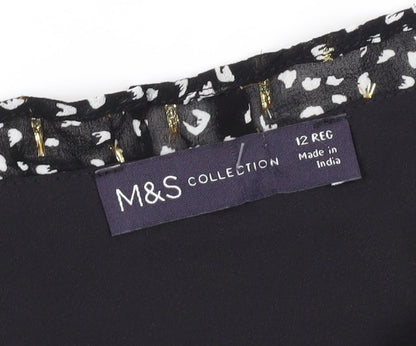 Marks & Spencer Women's Black Floral Blouse Size 12