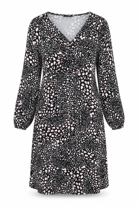 Wallis Women Black Animal Print Long Sleeve Dress
