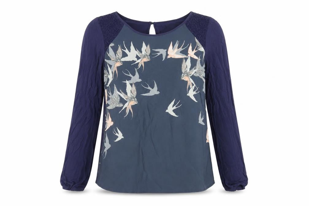 Oasis Women's Blue Animal Print Blouse S