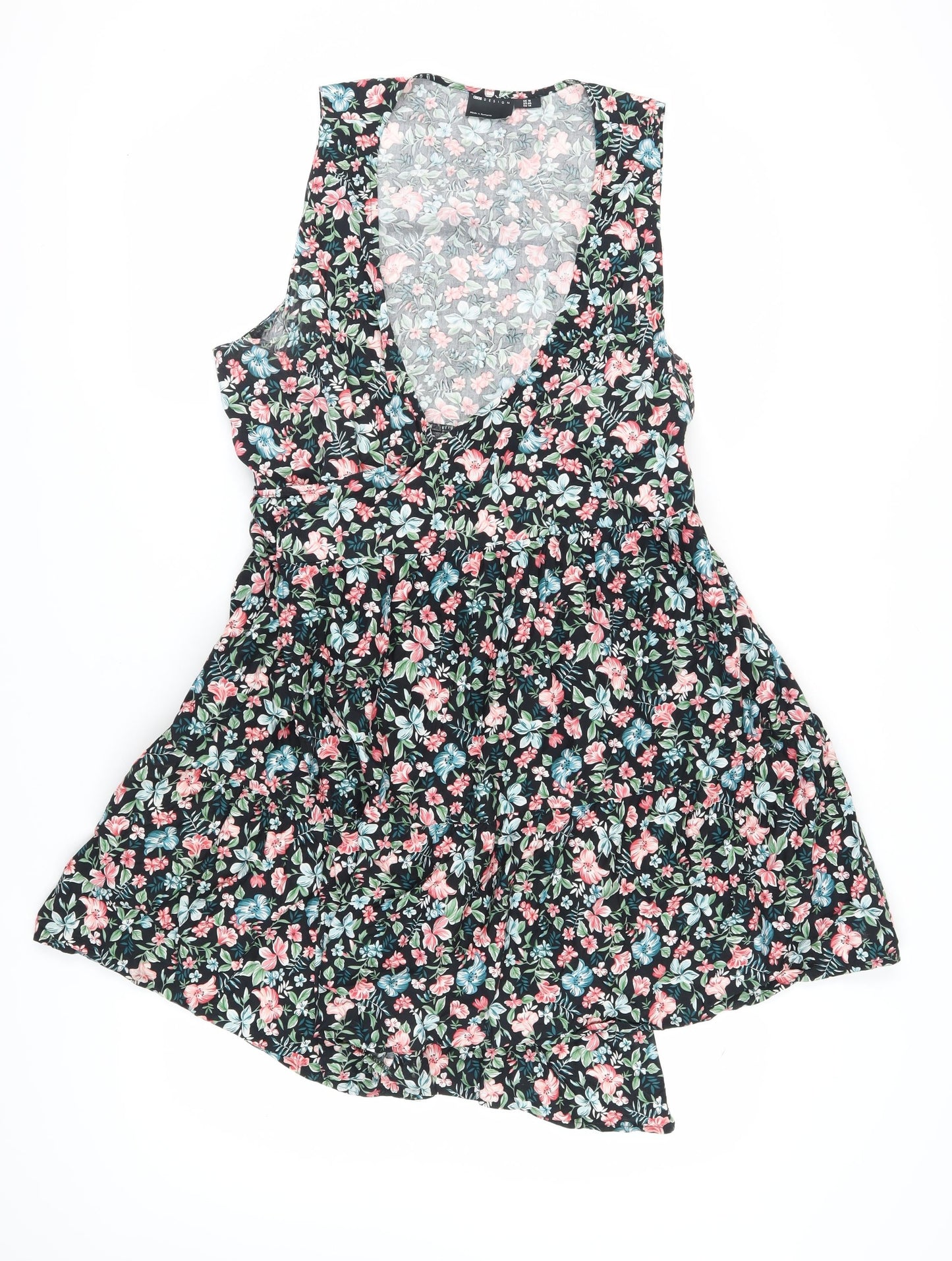 ASOS Women’s A-Line Floral Dress Size 18 Multicoloured V-Neck