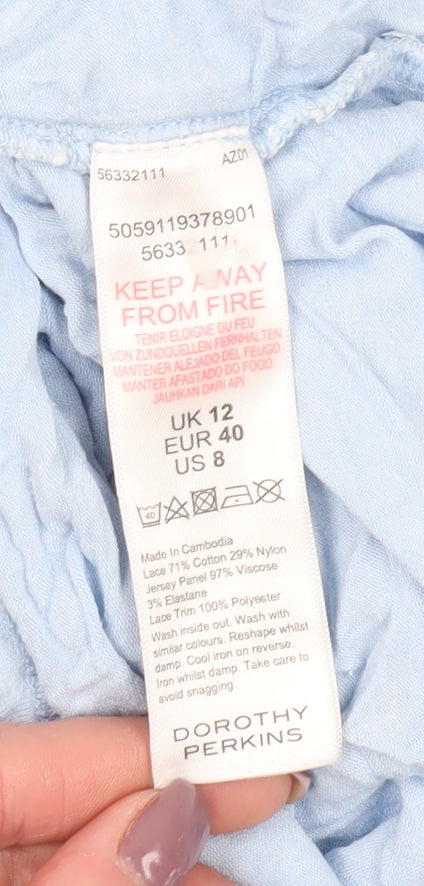 Dorothy Perkins Blue Lace Camisole Blouse, Size 12 - Summer Style