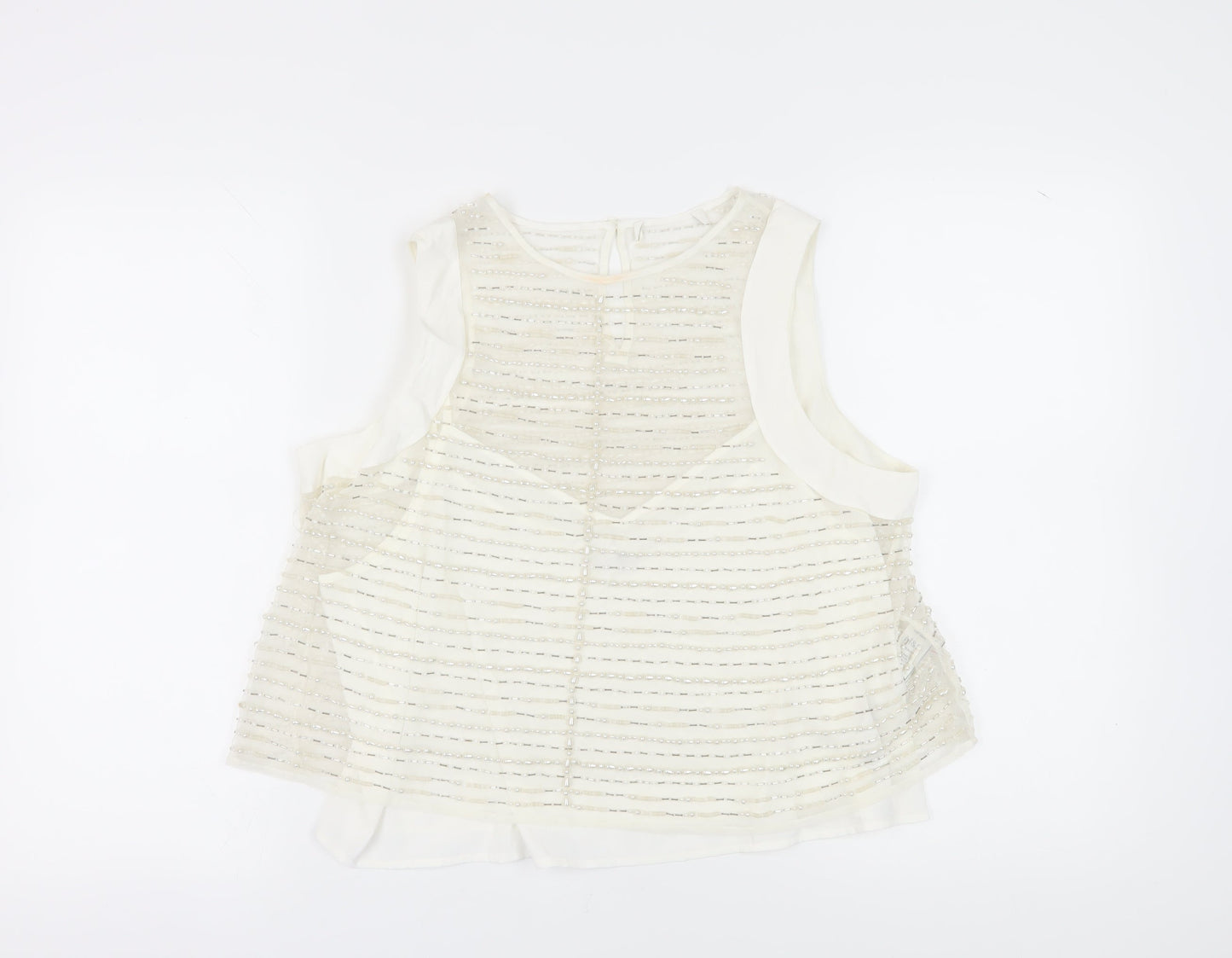 Marks and Spencer White Beaded Camisole Blouse, Size 16