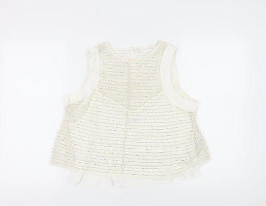 Marks and Spencer White Beaded Camisole Blouse, Size 16