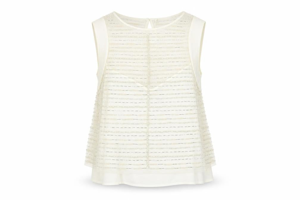 Marks & Spencer White Beaded Camisole Blouse, Size 16