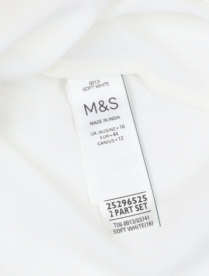 Close-up detail of Marks & Spencer White Beaded Camisole Blouse, size 16
