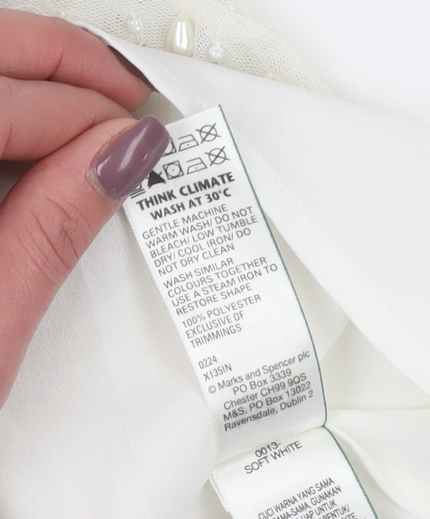Marks and Spencer White Beaded Camisole Blouse, Size 16