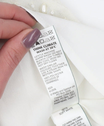 Brand and care label for Marks & Spencer White Beaded Camisole Blouse, size 16