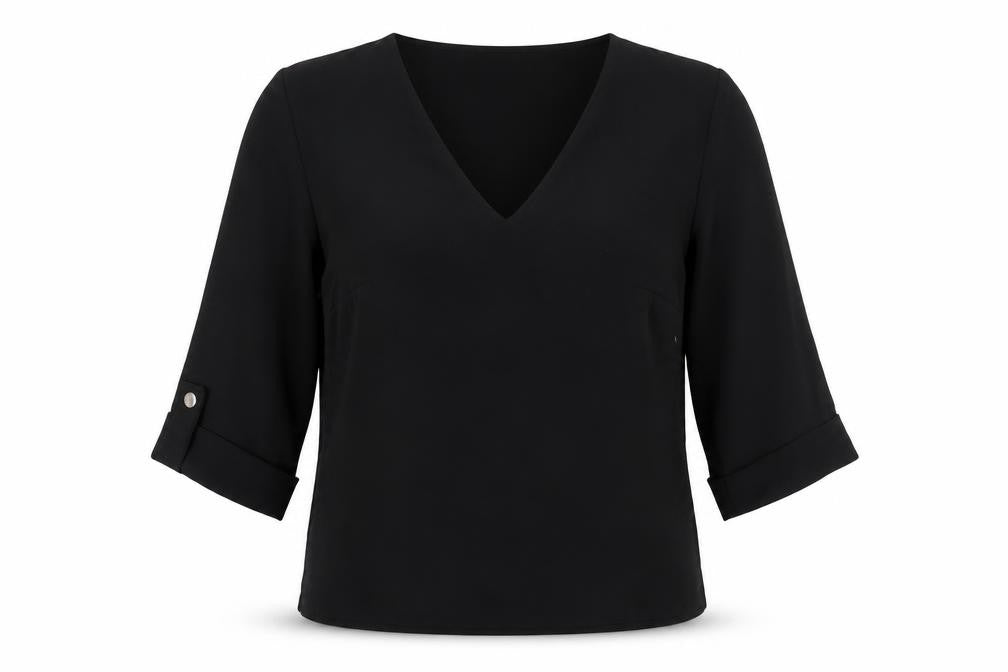 New Look Women's Black V-Neck Blouse Size 12