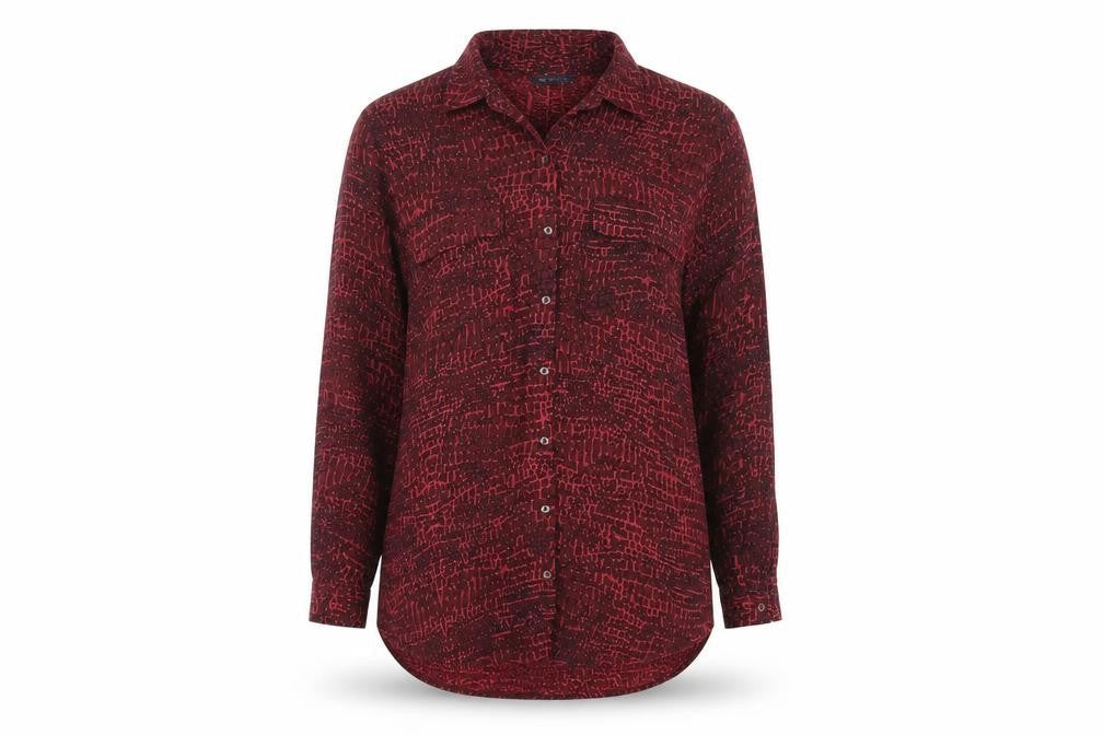Marks & Spencer Women's Red Geometric Button-Up Shirt