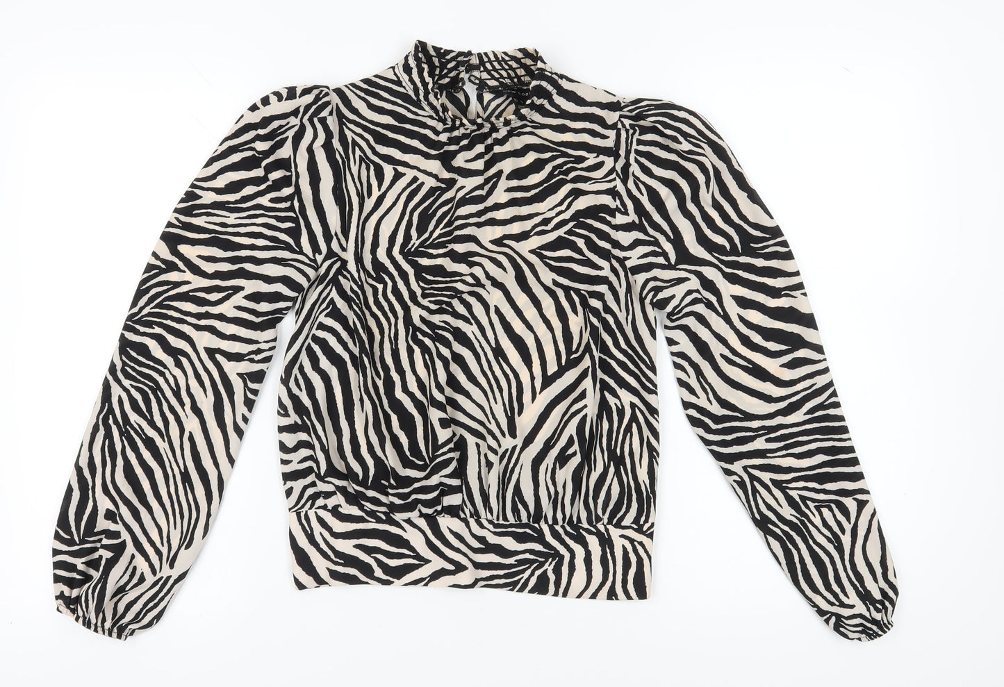 New Look Women's Black Animal Print Blouse Size 8