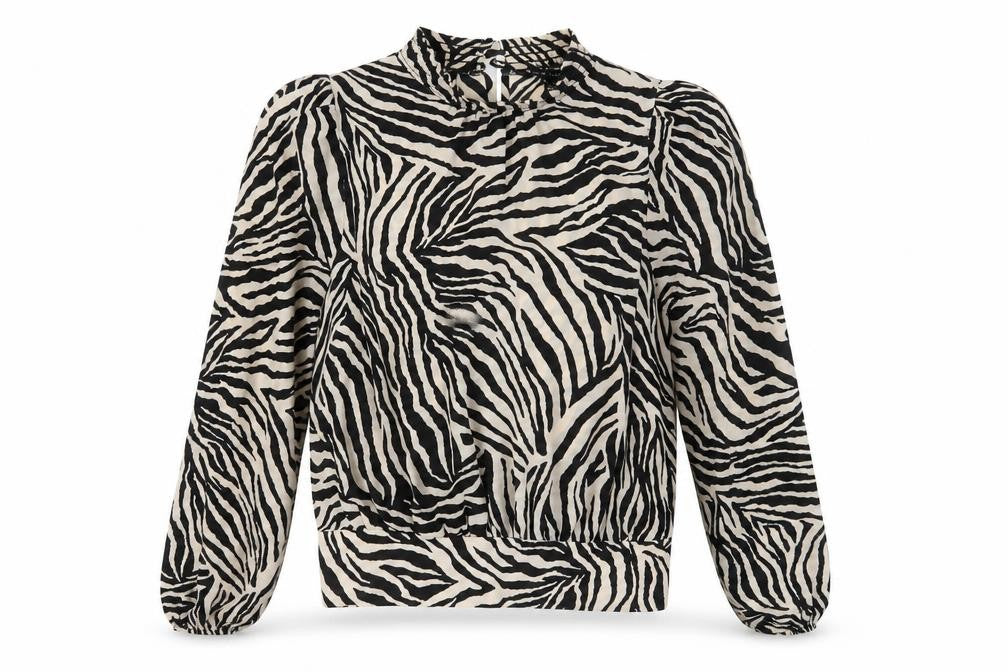 New Look Women's Black Animal Print Blouse Size 8