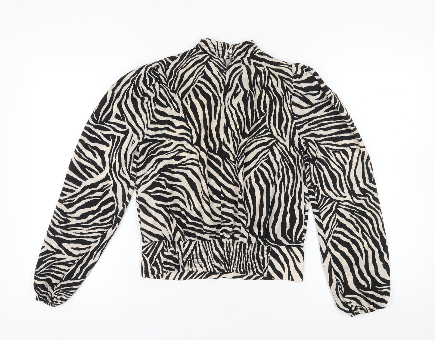 New Look Women's Black Animal Print Blouse Size 8