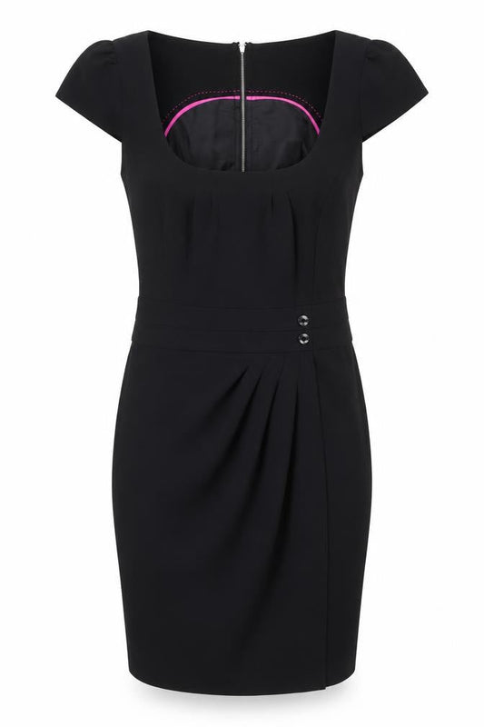E-vie Women's Black Sheath Dress, Size 12, Cap Sleeve