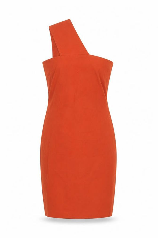 Vesper Women's Orange Bodycon Dress Size 10 One Shoulder