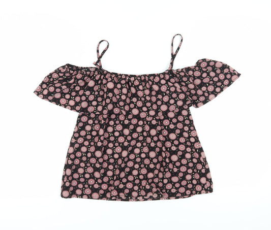 Apricot Women's Black Floral Off Shoulder Blouse, Size 10