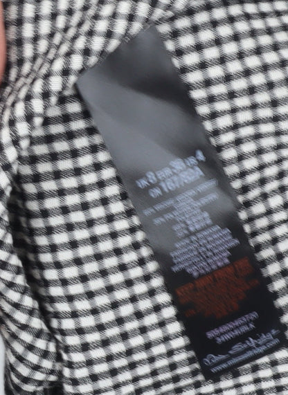 Close-up detail of Miss Selfridge Women's Black Check Ringer Blouse -, size 8