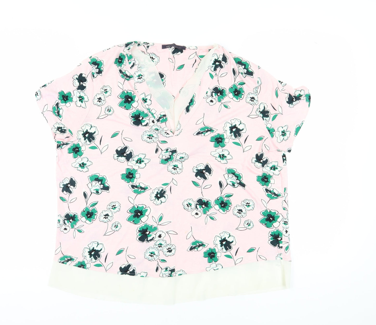 Marks and Spencer Women's Pink Floral Blouse XS