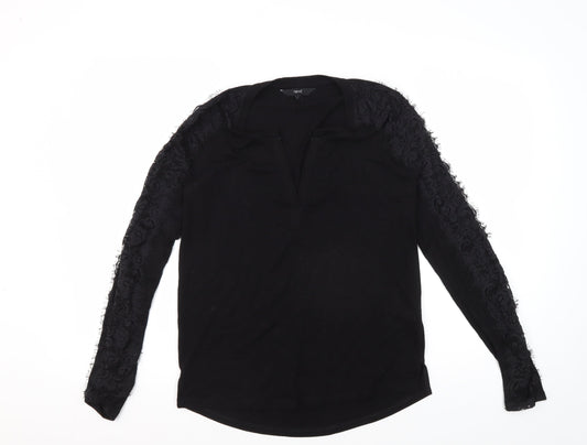 Next Women's Black Long Sleeve Lace Blouse - Size 6