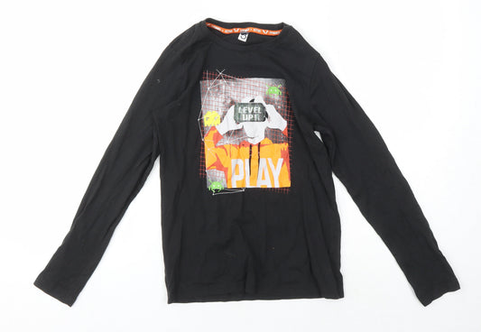 Boys Black Gamer Long Sleeve Jersey T-Shirt Size1 1-12 Years