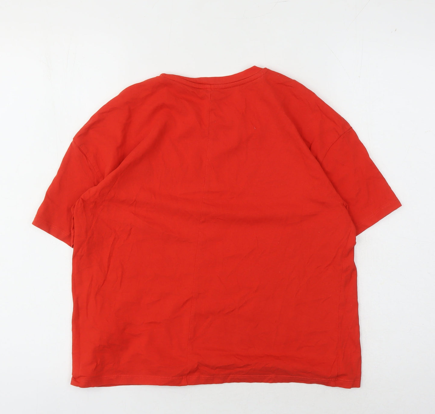 ONLY Women's Red T-Shirt, Size S, Casual Crew Neck