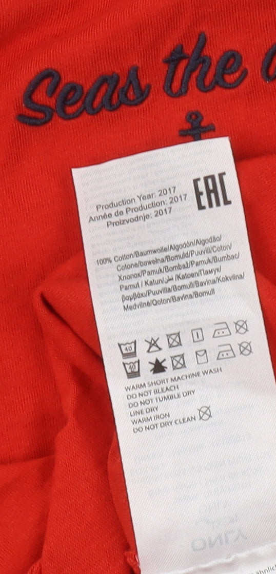 ONLY Women's Red T-Shirt, Size S, Casual Crew Neck