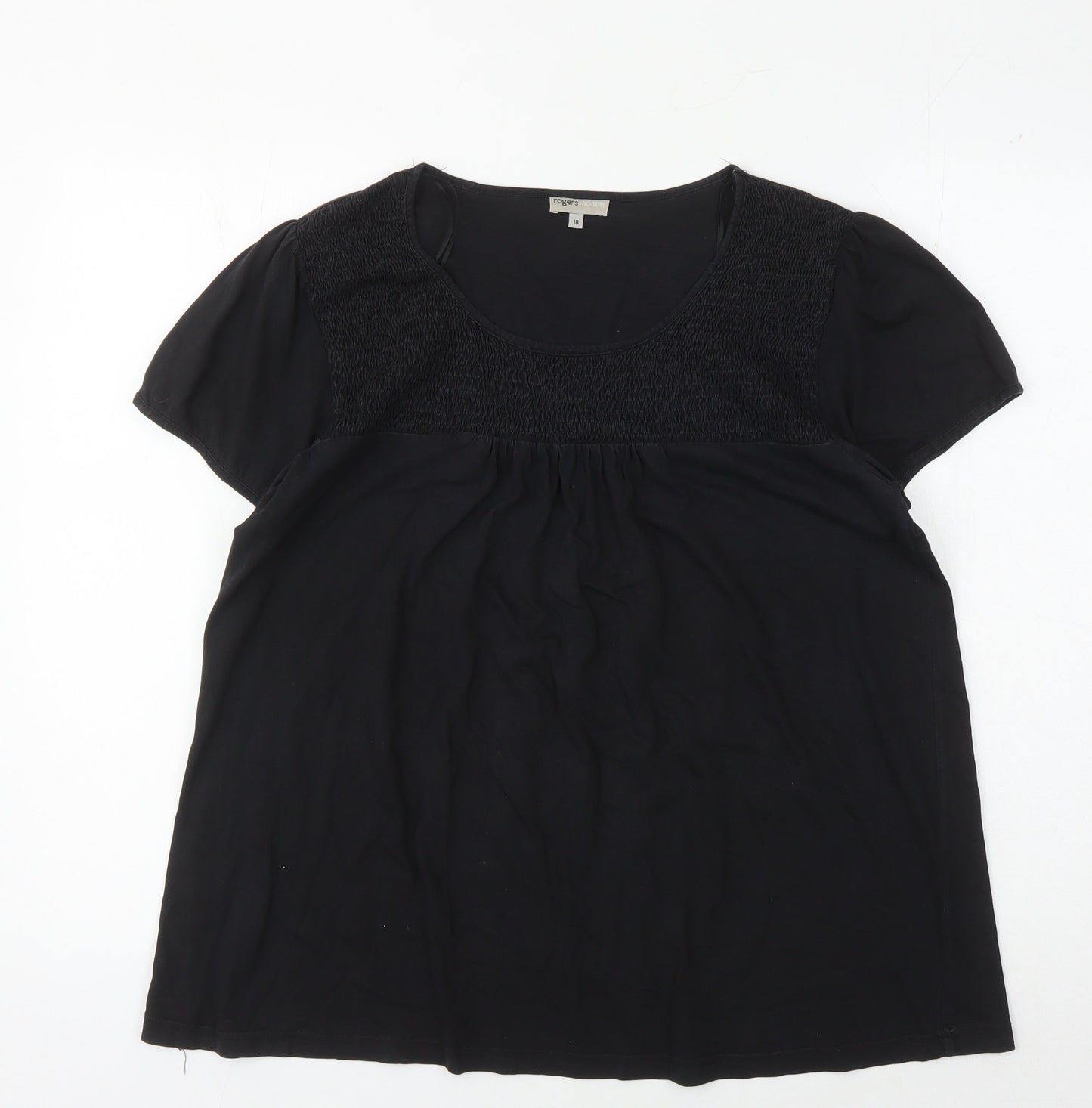 Rogers+ROGERS Women's Black Scoop Neck Blouse - Size 18