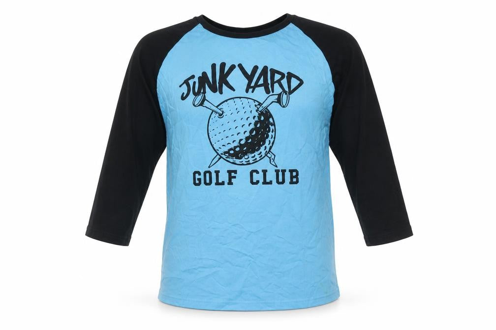 Junk Yard Golf Club Men's Blue XS 3/4 Sleeve T-Shirt