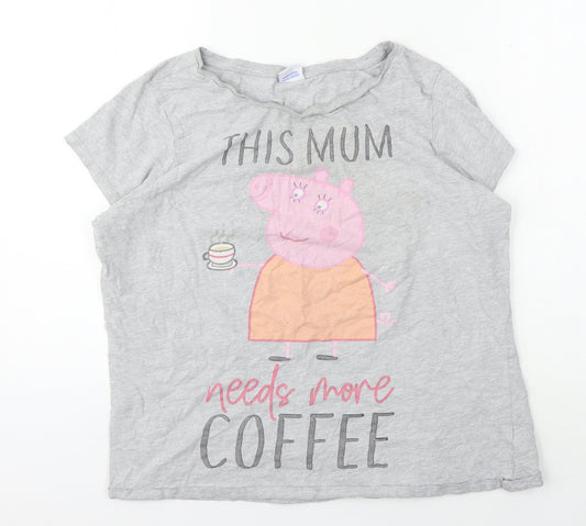 Peppa Pig Women's Grey T-Shirt Size 16 Casual Basic