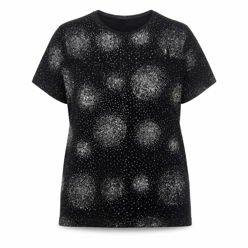 Saloos Women's Black M T-Shirt, Short Sleeve, Casual