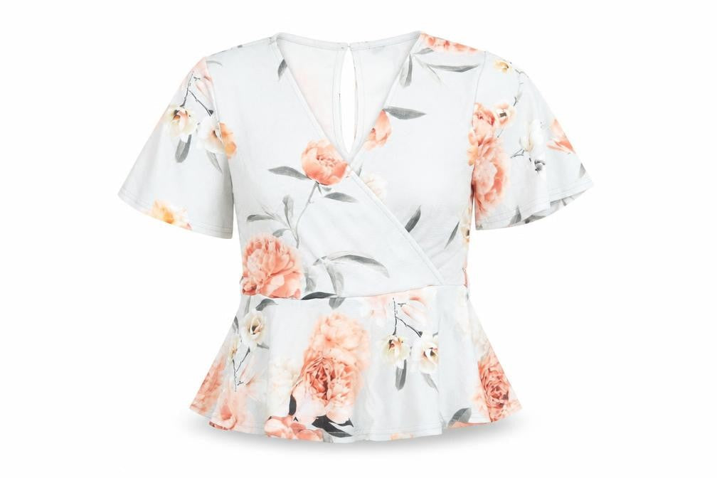 Quiz Women's Multicoloured Floral Wrap Blouse Size 12