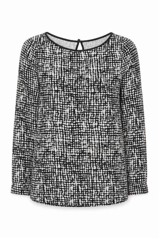 Oasis Women's Black Geometric Long Sleeve Top