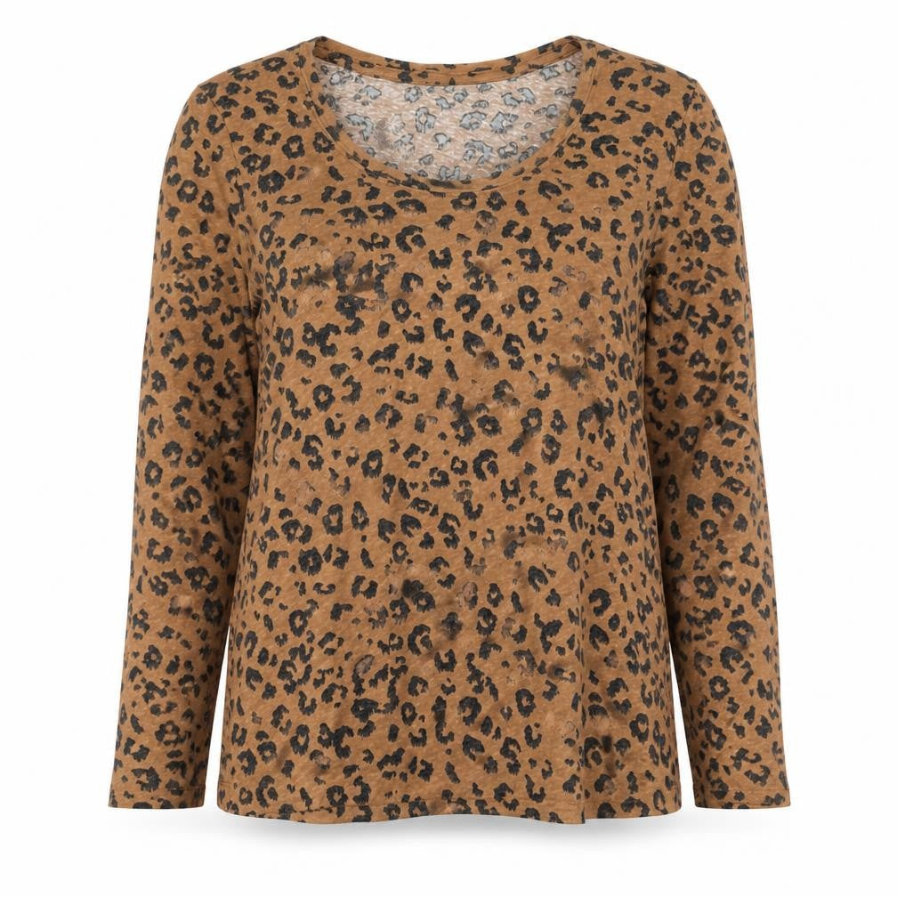 Marks & Spencer Brown Animal Print Scoop Neck T-Shirt, Size 10