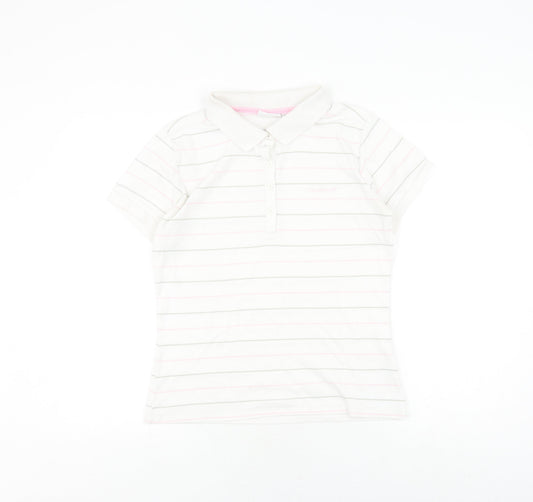 LA Gear Women's White Striped Polo Shirt Size 14