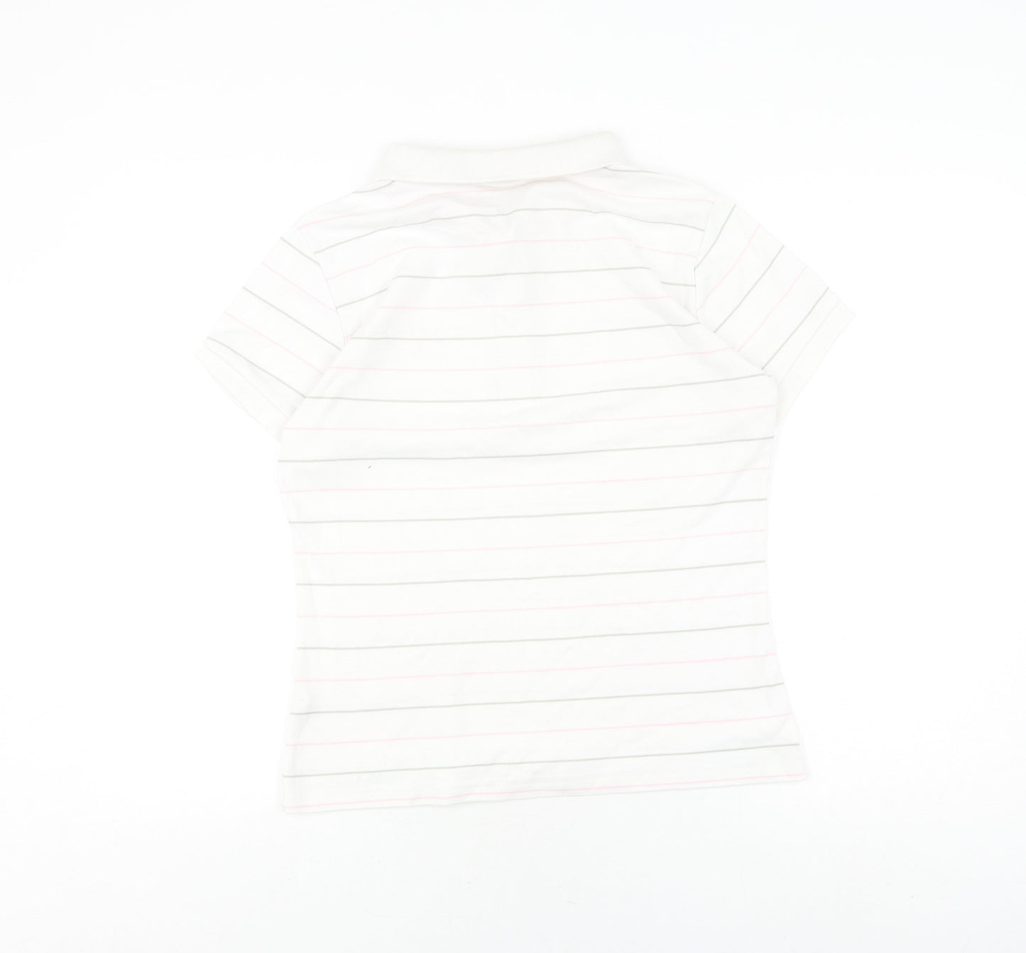 LA Gear Women's White Striped Polo Shirt Size 14