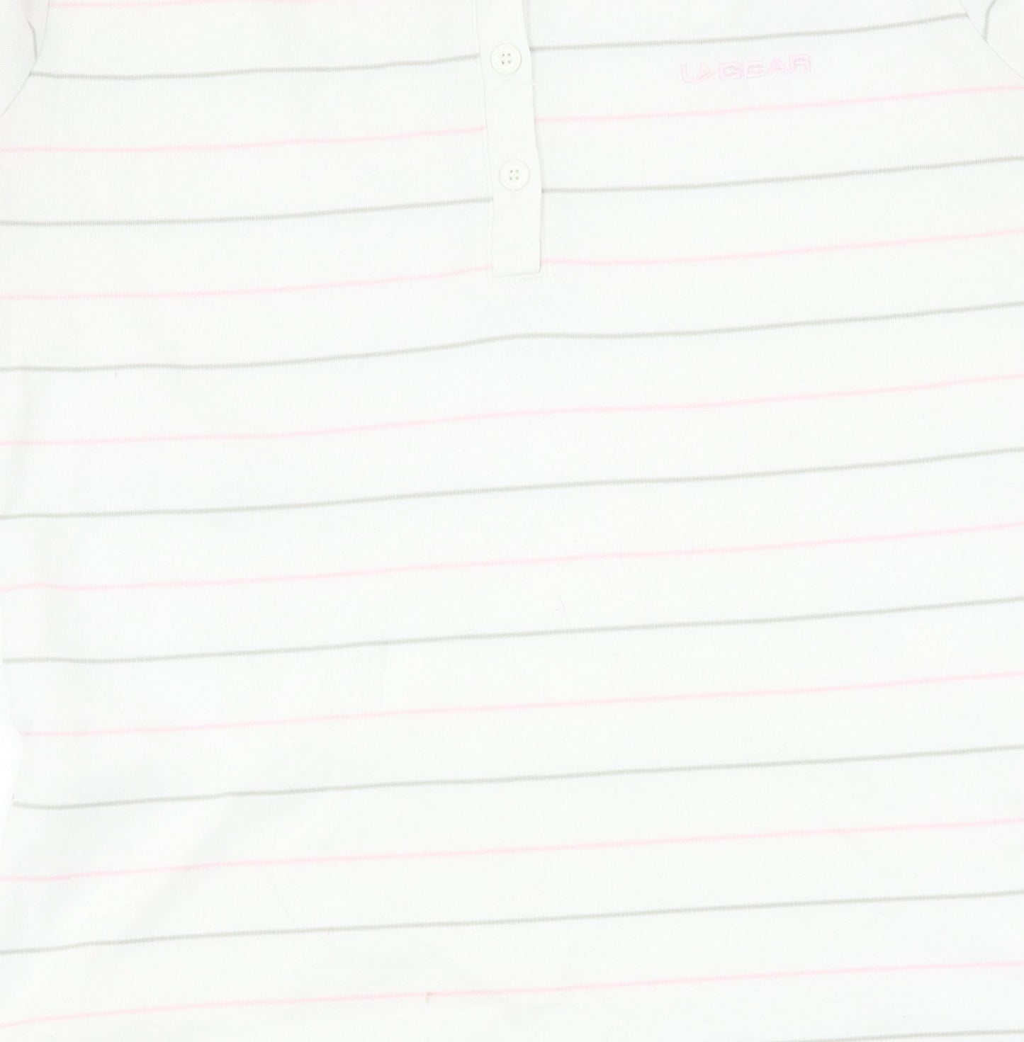 LA Gear Women's White Striped Polo Shirt Size 14