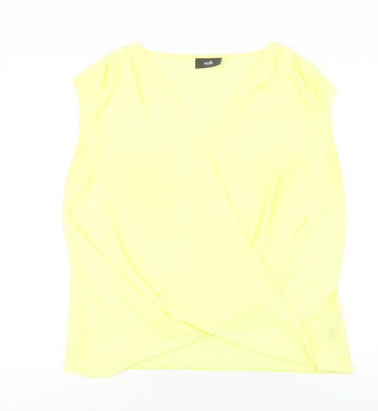 Wallis Women's Yellow Wrap Blouse S Sleeveless
