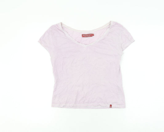 Women's White Stuff Pink T-Shirt Size 3 V-Neck Cotton
