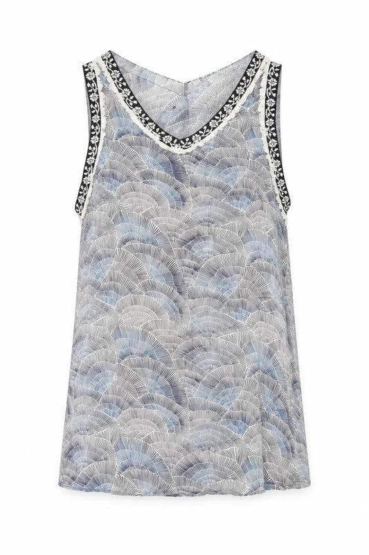 Pepe Jeans Women Blue Geometric Tank Camisole M