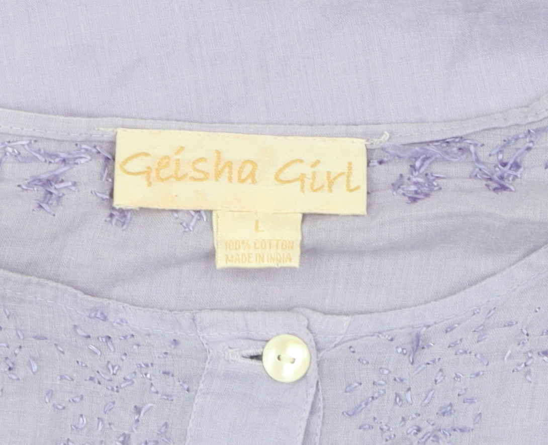 Geisha Girl Women's Purple Tunic Blouse, L
