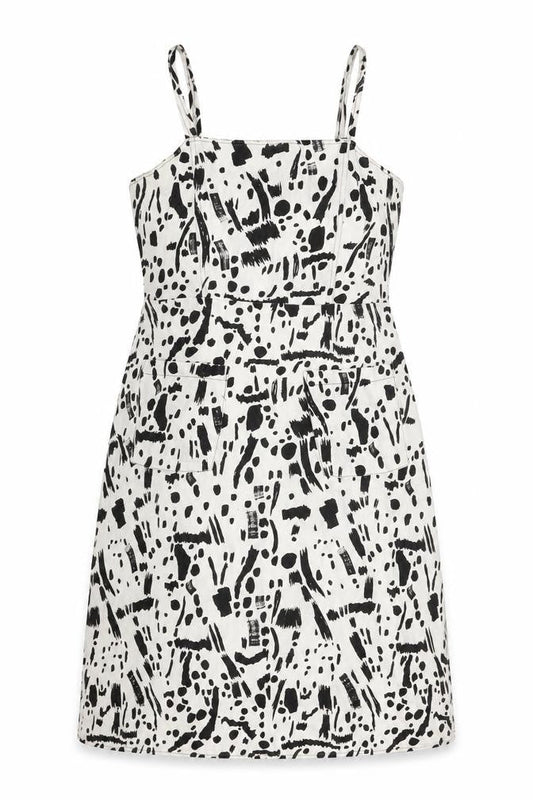 ASOS Women's Black White Animal Print Pinafore Dress UK 12