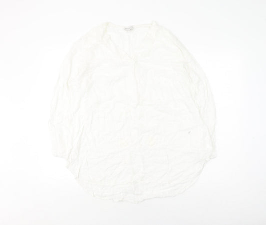 Apricot Women's White Cotton V-Neck Blouse Medium