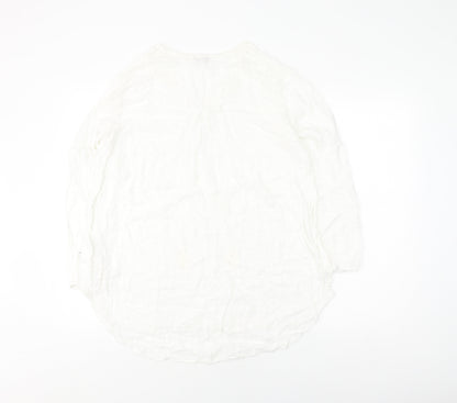 Apricot Women's White Cotton V-Neck Blouse Medium