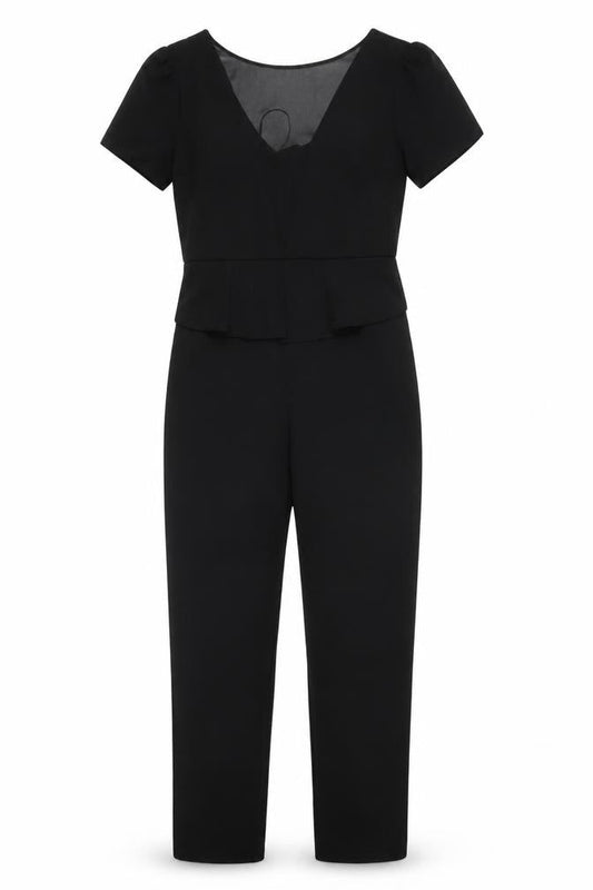 Oasis Women's Black Jumpsuit Size 10, V-Neck Elegant Style