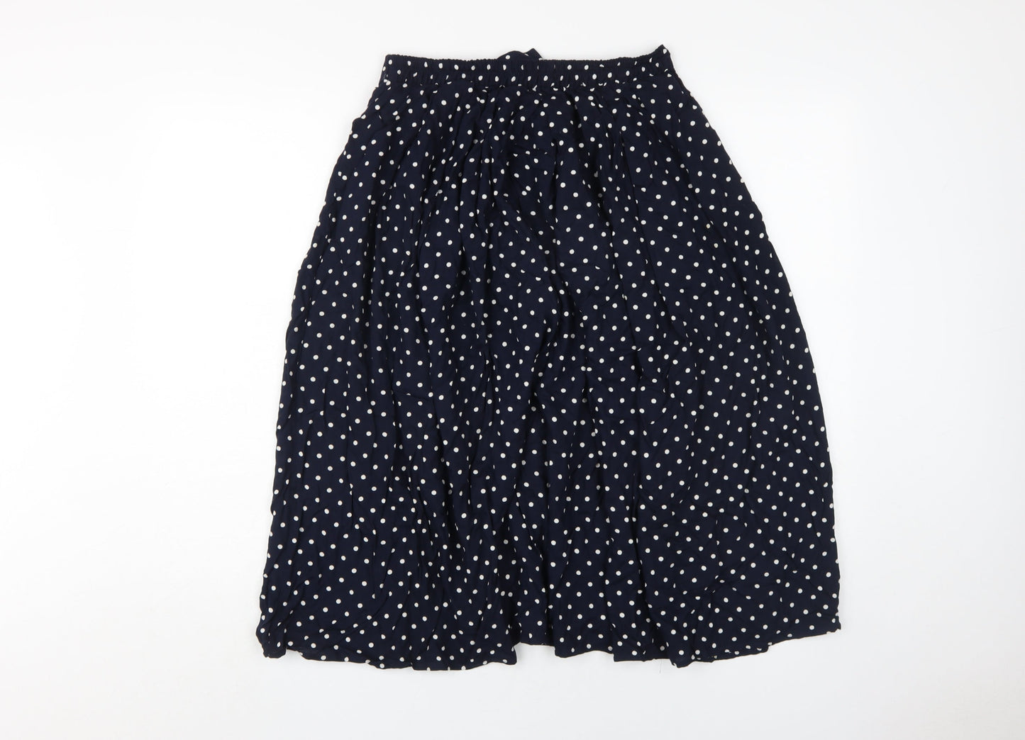 St Michael Women's Blue Polka Dot Long A-Line Skirt, Size 14